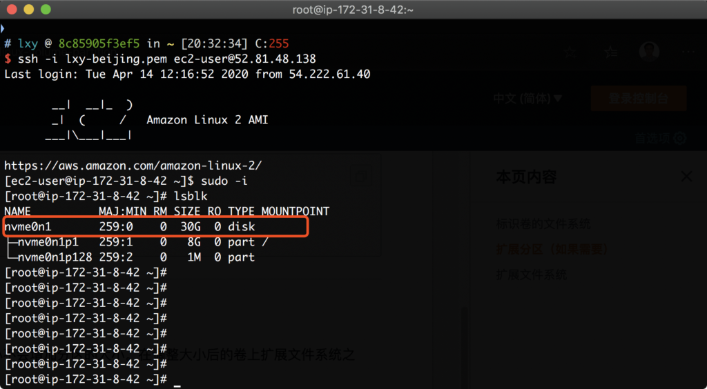 AWS 调整EC2的EBS磁盘和分区大小 亚马逊云 第7张