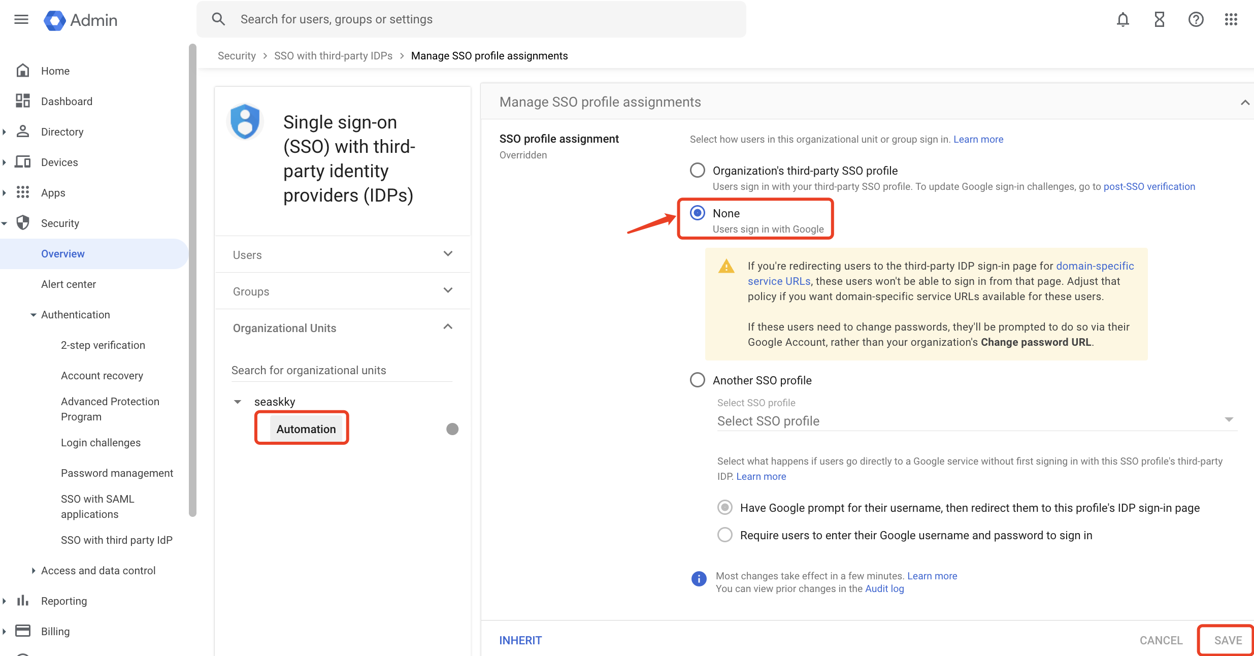 Azure AD单点登录Google Cloud