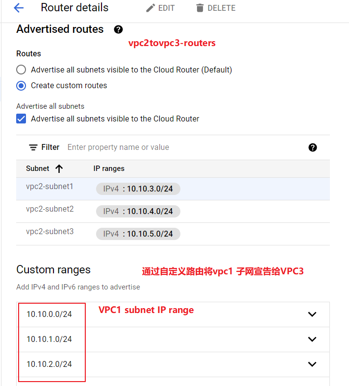 Google Cloud VPC Peering 之路由传递￼